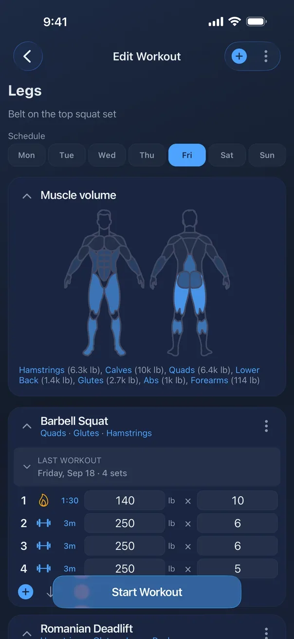 Live workout logging